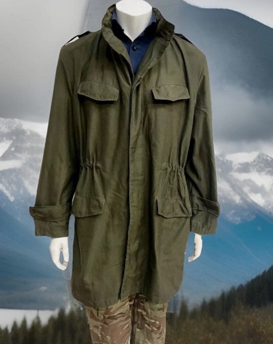 Genuine Vintage Belgian Military Surplus Parka Olive Green Coat