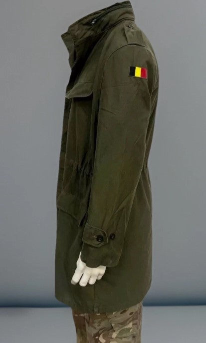 Genuine Vintage Belgian Military Surplus Parka Olive Green Coat