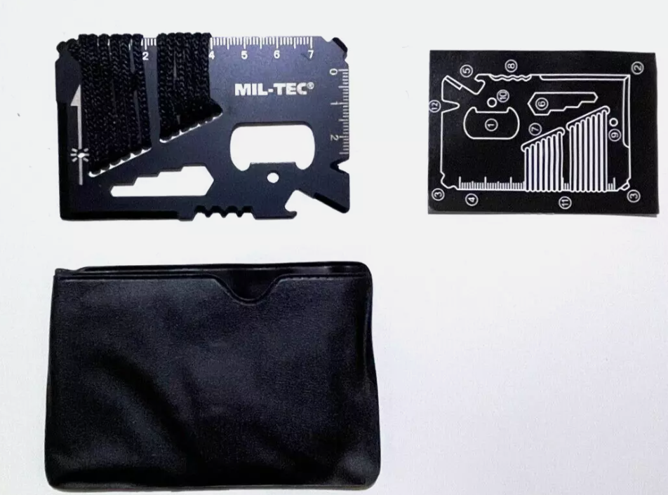 BLACK SURVIVAL TOOL CARD PARACORD WITH CASE